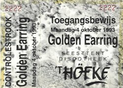 Golden Earring show ticket#2222 Handel